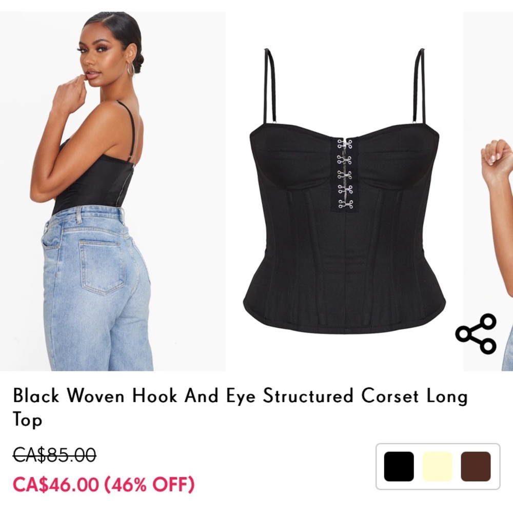 Black hook detail corset